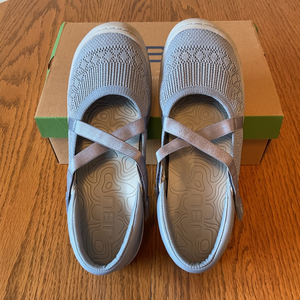 Women’s JBU Camila Mary Jane Flats.Denim Blue Shimmer, Size 10